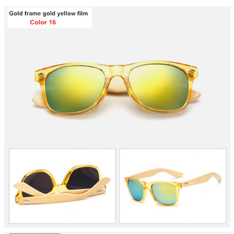 Gafas de sol de bambú para hombre y mujer, gafas de sol Vintage, patilla de madera, gafas de de , gafas de sol de , para hombre y mujer: Color 16