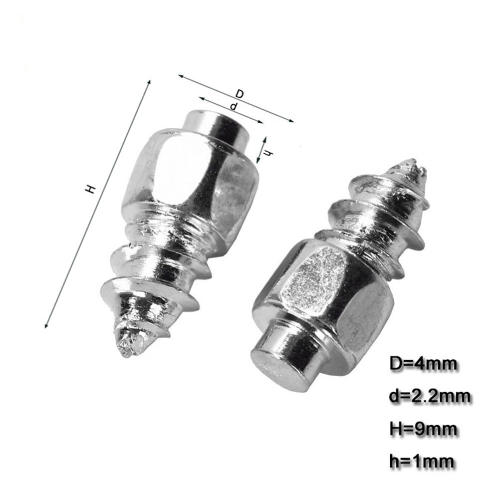 Winter 9mm 100Pcs Carbide Screw Tungsten Tire Studs Snow Spikes Anti-Slip Anti-ice for Bikes Motorcycles with Installation Tool