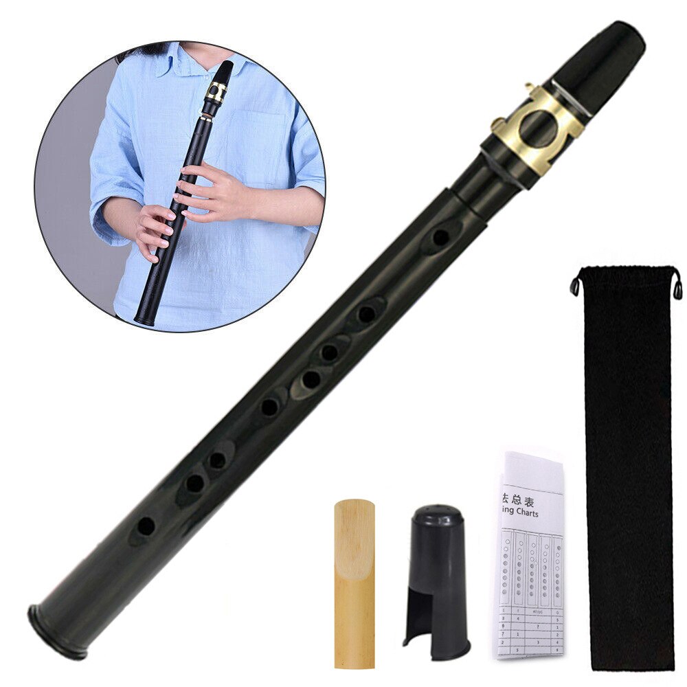 Bærbar sort lomme sax mini bærbar saxofon med bærepose træblæser instrument musikalsk tilbehør: Default Title