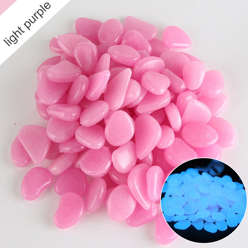 Pierre à galets artificielle multicolore | Émission de lumière, ornement d'aménagement de jardin, décoration d'aquarium de poissons lumineux, 10 pièces: light purple