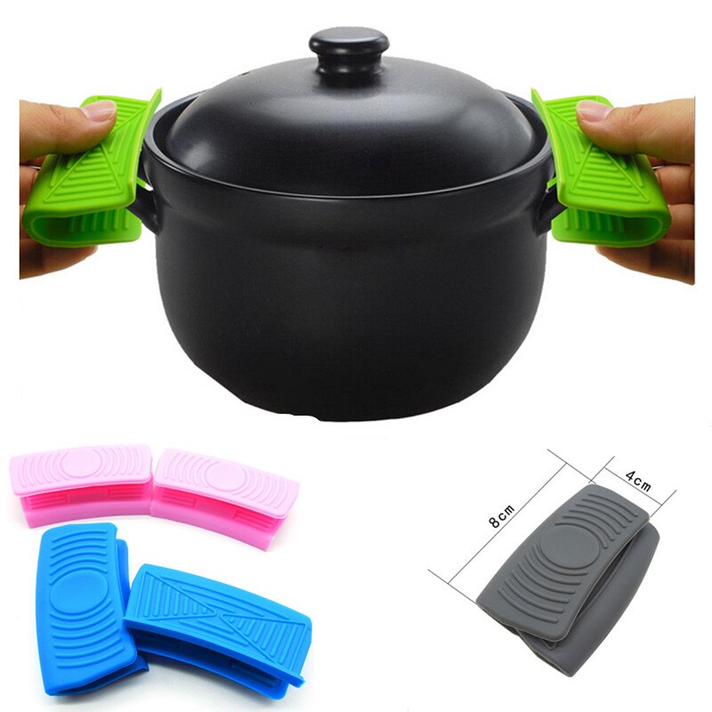2Pcs Siliconen Pan Handvat Cover Grip Anti-Brandwonden Apparaten Keuken Tool Isolatie Plaat Klem Pot Houder Mouw Pot handschoen