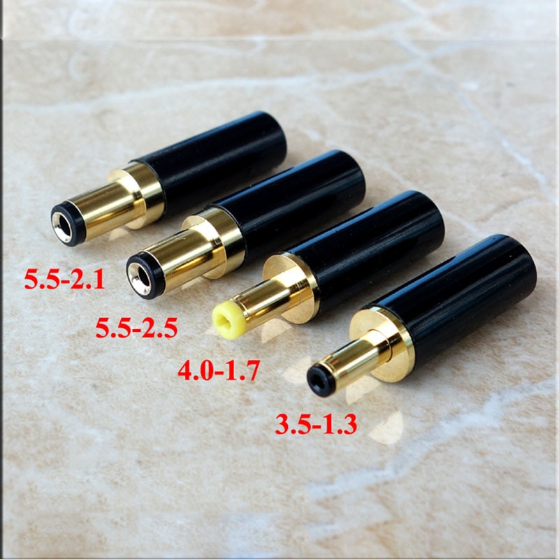 Prise d'alimentation cc pour ligne de sortie linéaire, 1 pièce, plaqué or, 5.5x2.5mm, 5.5x2.1mm, 4.0x1.7mm, 3.5x1.3mm, DIY