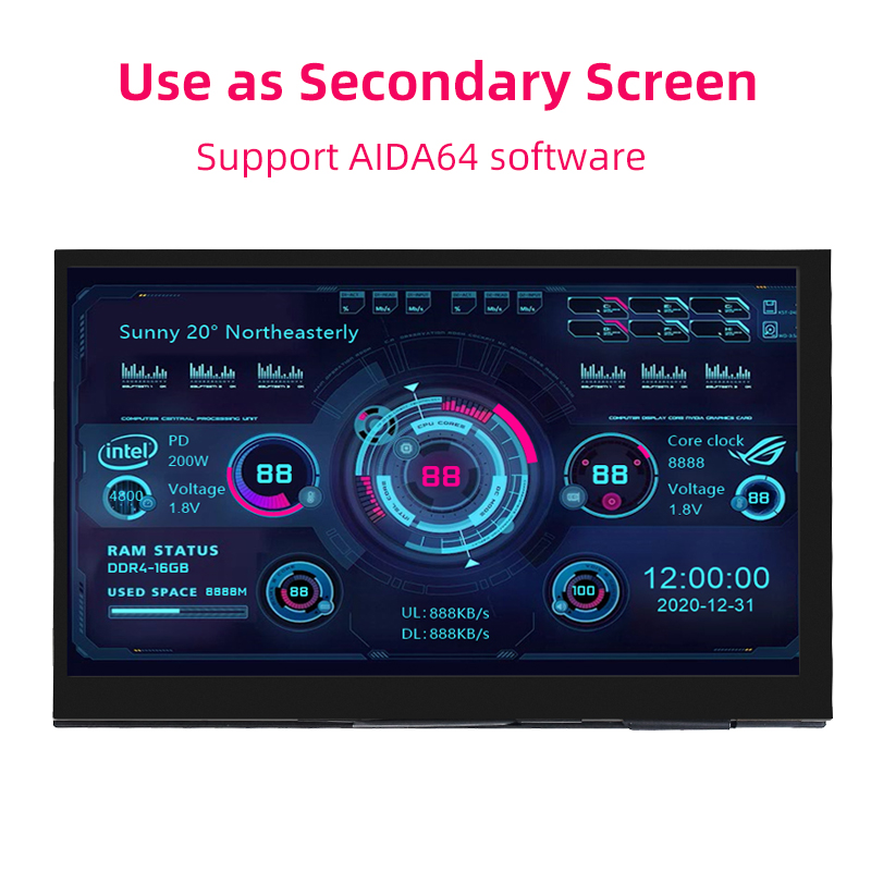 7 Inch Draagbaar Scherm Ips Lcd Capacitief Touchscreen 1024X600 Monitor Optionele Luidsprekers Voor Raspberry Pi Laptop Pc