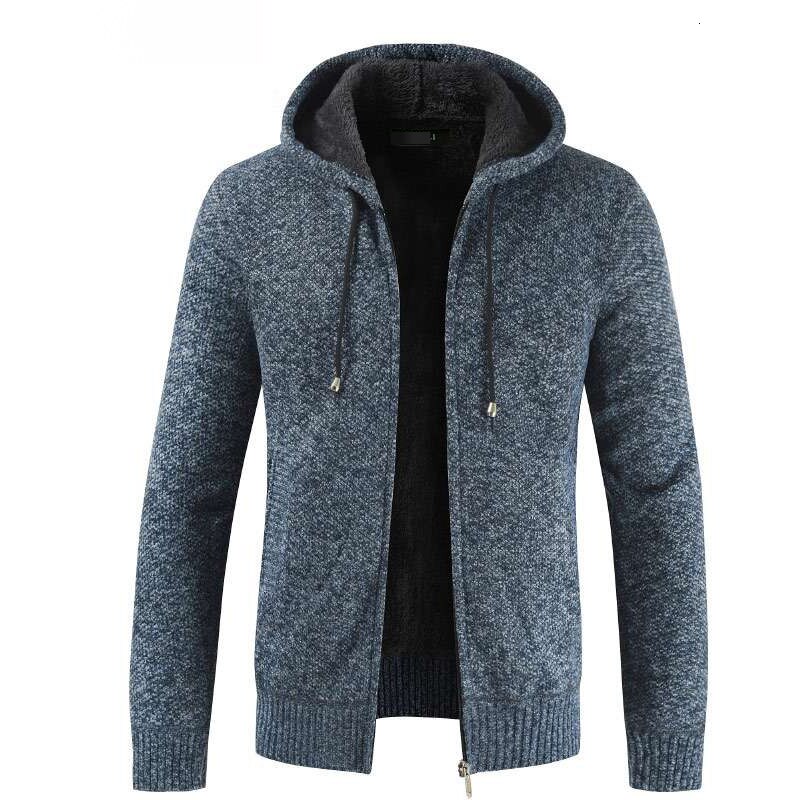 Winter zur Seite fahren männer Warmen Verdicken Einfarbig lässig betroffen Mit Kapuze zur Seite fahren Mann Streetwear Wilden zur Seite fahren Jacke Männer Kleidung: Blau / XXXL