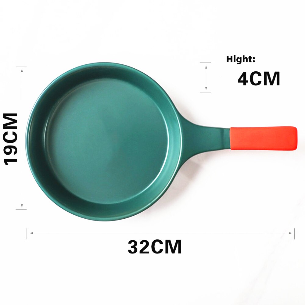 Ceramic Frying Pan Applicable to Open Fire Stove Only with Extended Handle and Glaze Smooth Surface
