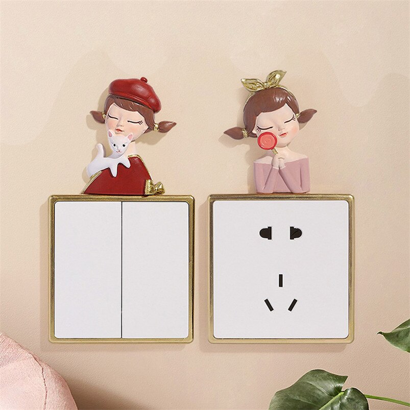 Cartoon Light Switch Sticker Kid Room Wall Decoration Home Resin Switch Sticker Pegatinas Interruptores De Luz
