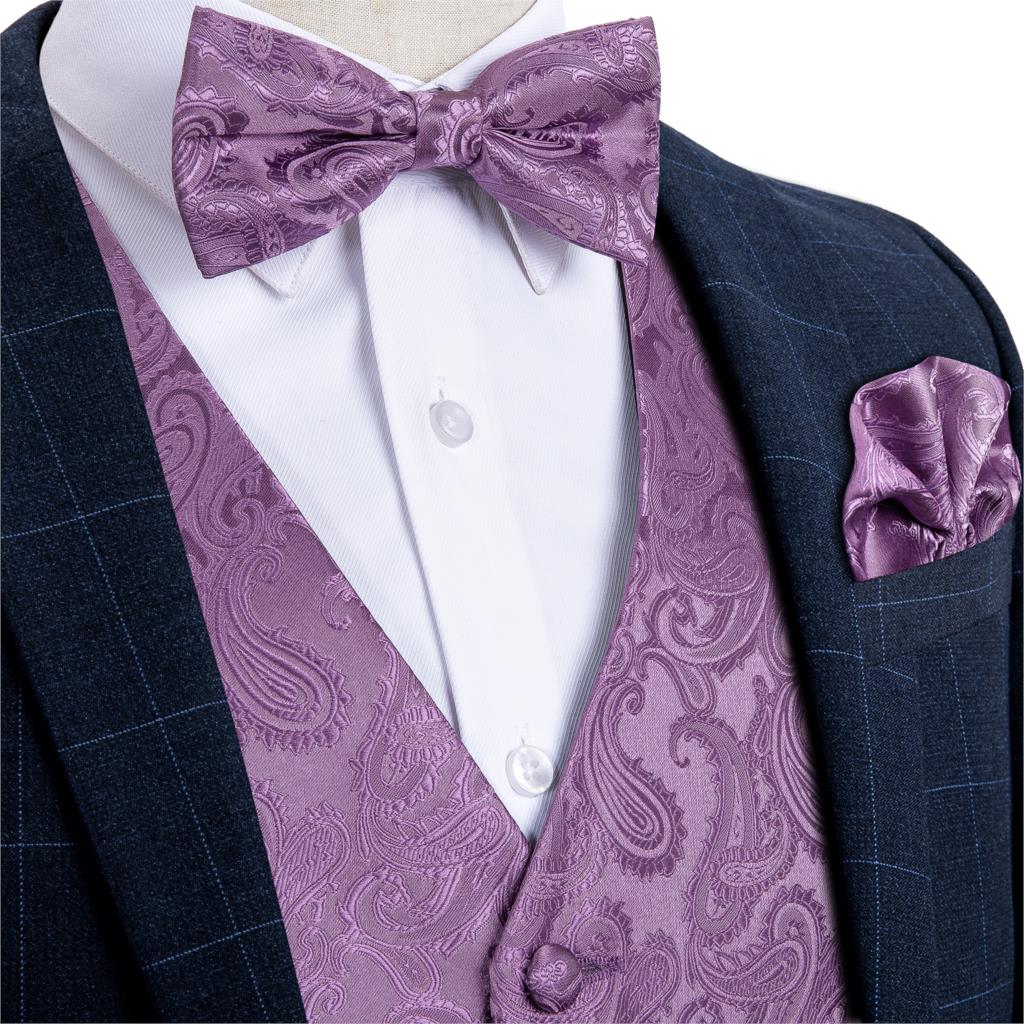 Männer Kleid Weste Hochzeit Party Anzug Weste formell Geschäft-Blazer Seide Weste Fliege Tasche Platz einstellen Rauchen Weste DiBanGu
