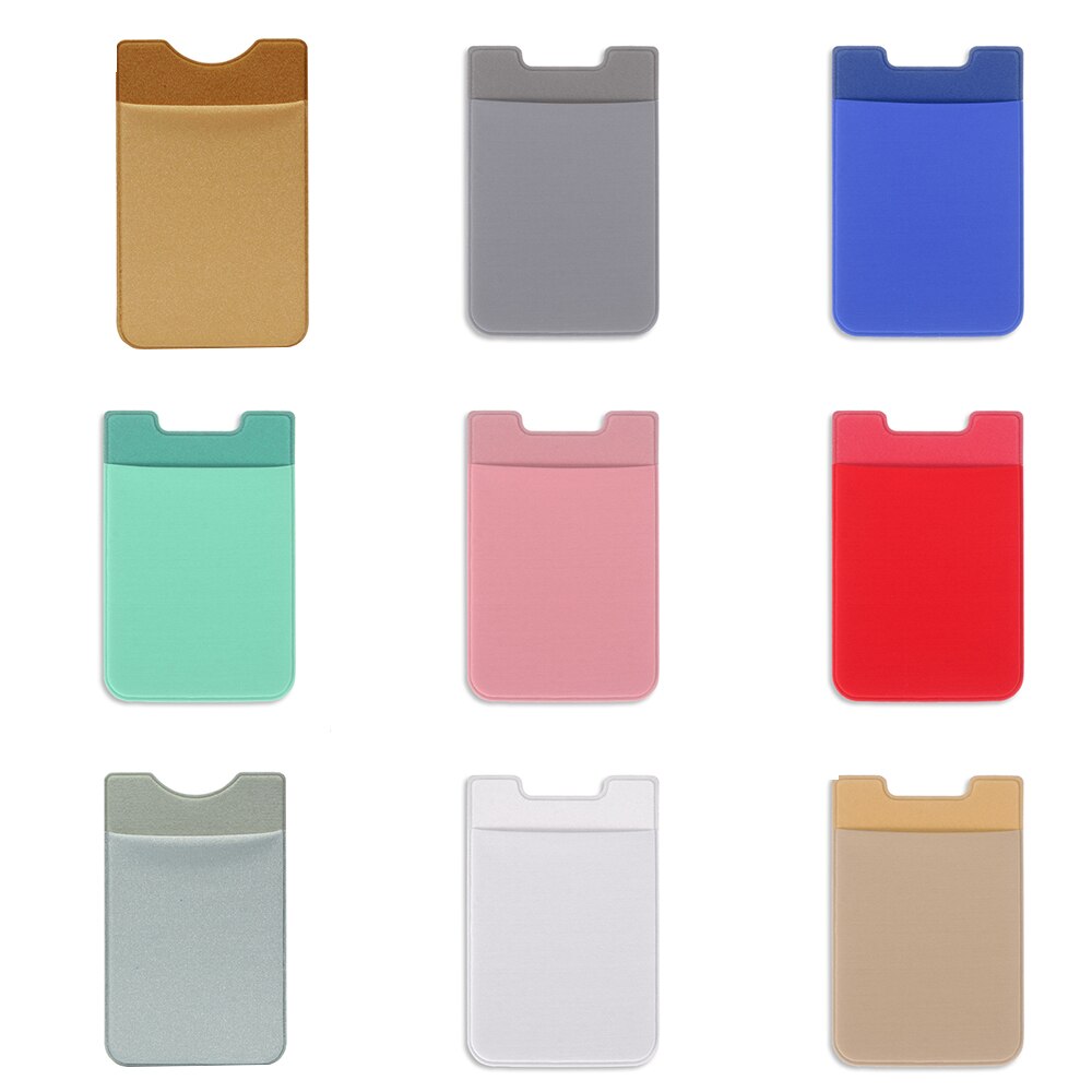Universal auto-adhesivo elástico teléfono móvil cartera funda Stick On crédito ID tarjeta titular bolsillo autoadhesivo pegatina CardSleeve