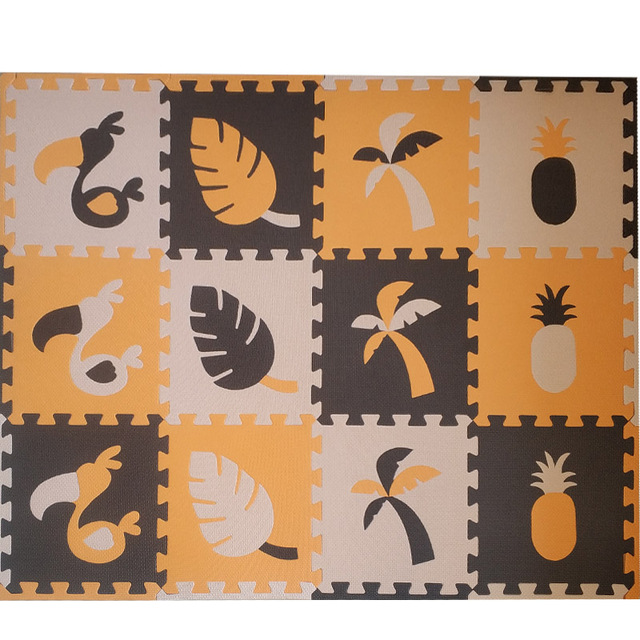JCC 8/24 pcs Toekan Stijl Baby EVA Foam Puzzel Speelkleed/kids Tapijten Tapijt Grijpende Mat voor kinderen Tegels 30*30*1 cm: Coffee-Beige-Orange / 12pcs 30x30cm