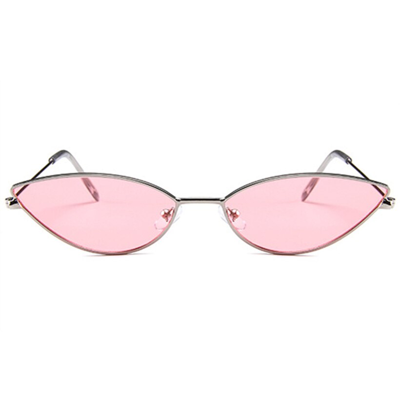 Metal Frame Women Cat Eye Sunglasses Cute Sexy Brand Summer Retro Small Frame Black Red Cateye Sun Glasses UV400: Pink