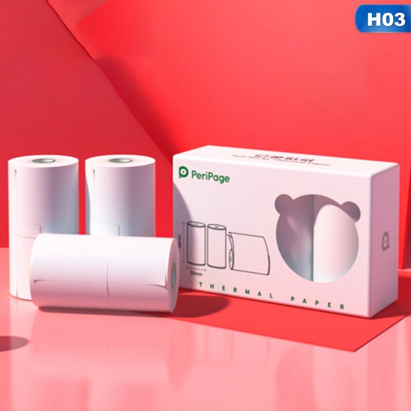 Mini Thermal Printer 5.7*3*3cm Sensitive Adhesive Sticker Printing Paper With 3Rolls For Phontos Print Paper: 03