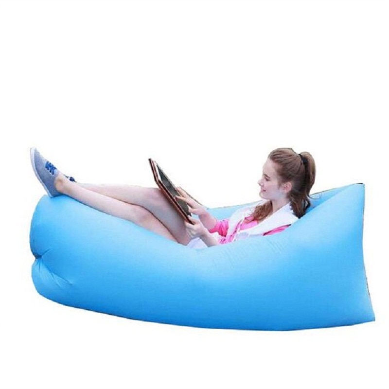 Inflatable Lounger Air Sofa Lightweight Beach Sleeping Bag Air Hammock Folding Rapid Inflatable Sofa for Beach, Camping, Travel