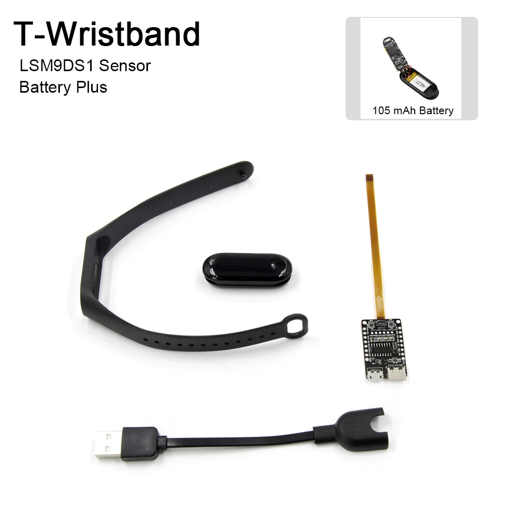 LILYGO®TTGO T-Wristband Series DIY Programmable Bracelet ESP32-PICO-D4 0.96 Inch IPS Screen MPU9250 Module Vibration