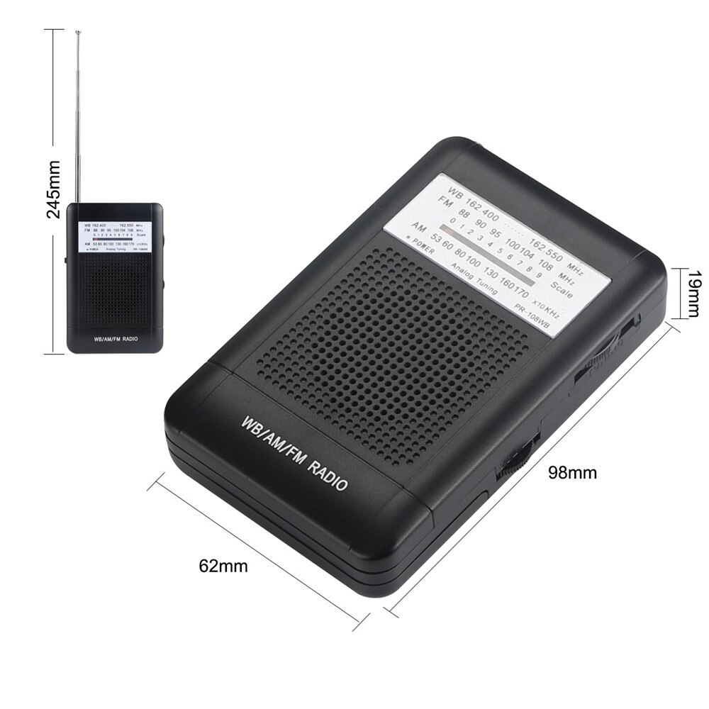 Portable Mini Radio AM/FM/WB NOAA Emergency Pointer Tuning Radio Handheld Pocket Radio Receiver With Weather Warning