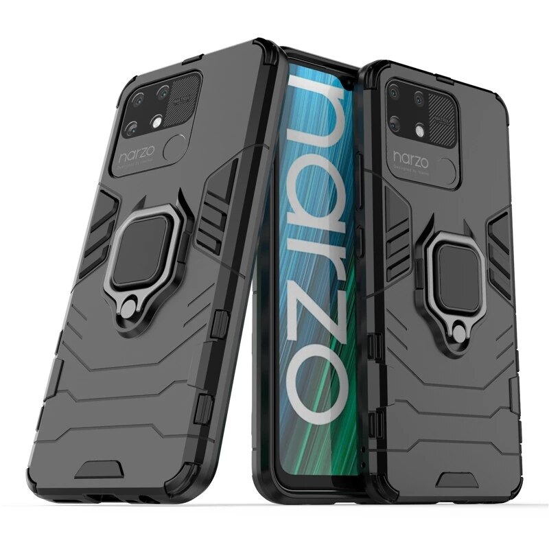 Coque pour Realme Narzo 50i/50A - Antichoc, Légère, Anti-rayures, Support Magnétique: Pour narzo 50A / Noir