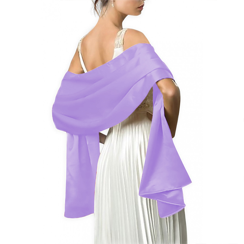 ] Women Long Black Satin Wrap Evening Party Stole Wedding Bridal Bridesmaid Shawl White Navy: violet