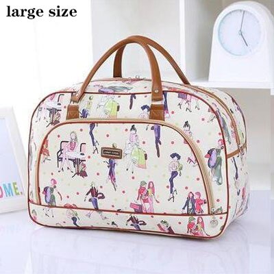 Women Travel Bags PU Leather Large Capacity Waterproof Print Luggage Duffle Bag Men Casual Travelling Weekend Bags: Fashion beauty L