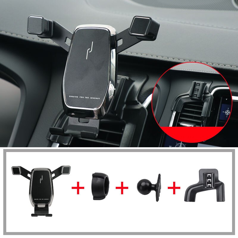Auto Telefoon Houder Voor Volvo Xc90 Accessoires Interieur Air Vent Mobiele Telefoon Stand Navigatie Beugel: black