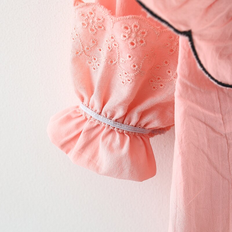 Mädchenblusen, babyblusen mit blumenstickerei, oberteile für kleinkinder, herbstkleidung, langärmeliges, einreihiges t-Shirt für kleinkinder