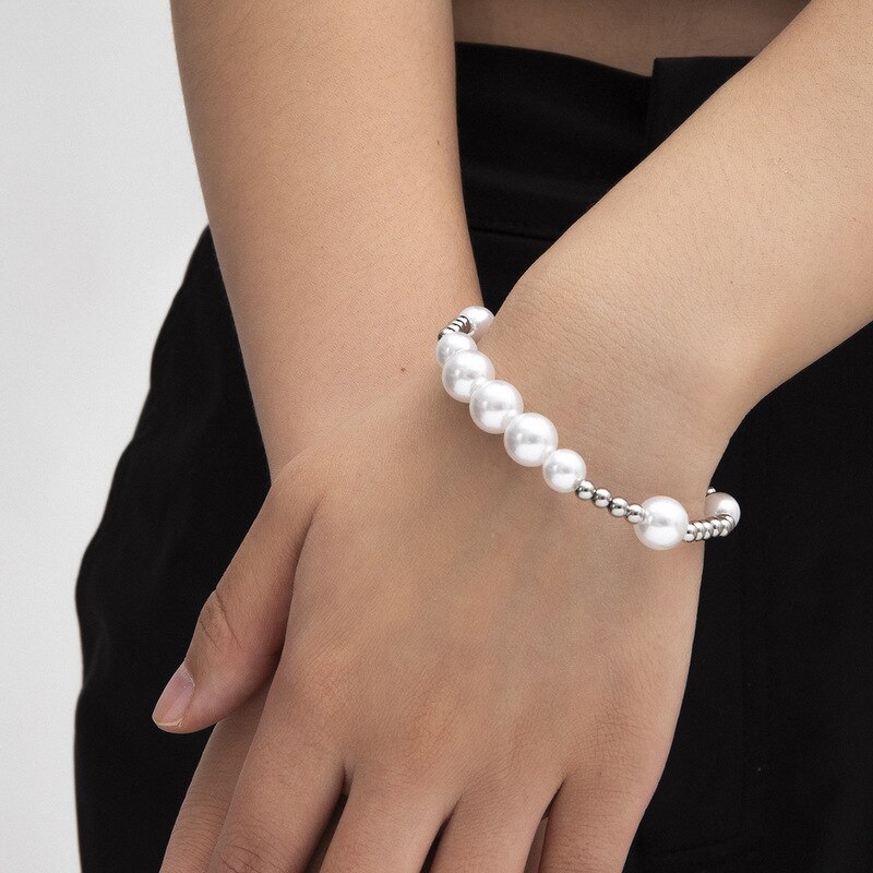 Accessori di moda personalità di strada a scatto in acciaio inossidabile borda il braccialetto semplice atmosferica braccialetto della perla
