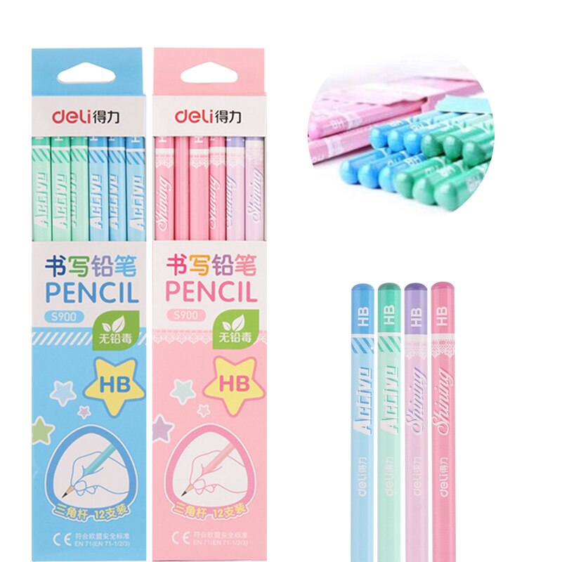 24pcs/box Deli Pencil Cute Wood Pencil For School HB_S900