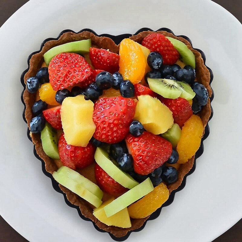 Tart Pan Set For Baking, 6Pcs 4.13Inch Heart-Shaped Tart Tins, Non-Stick Carbon Steel Quiche Pan With Removable Bottom