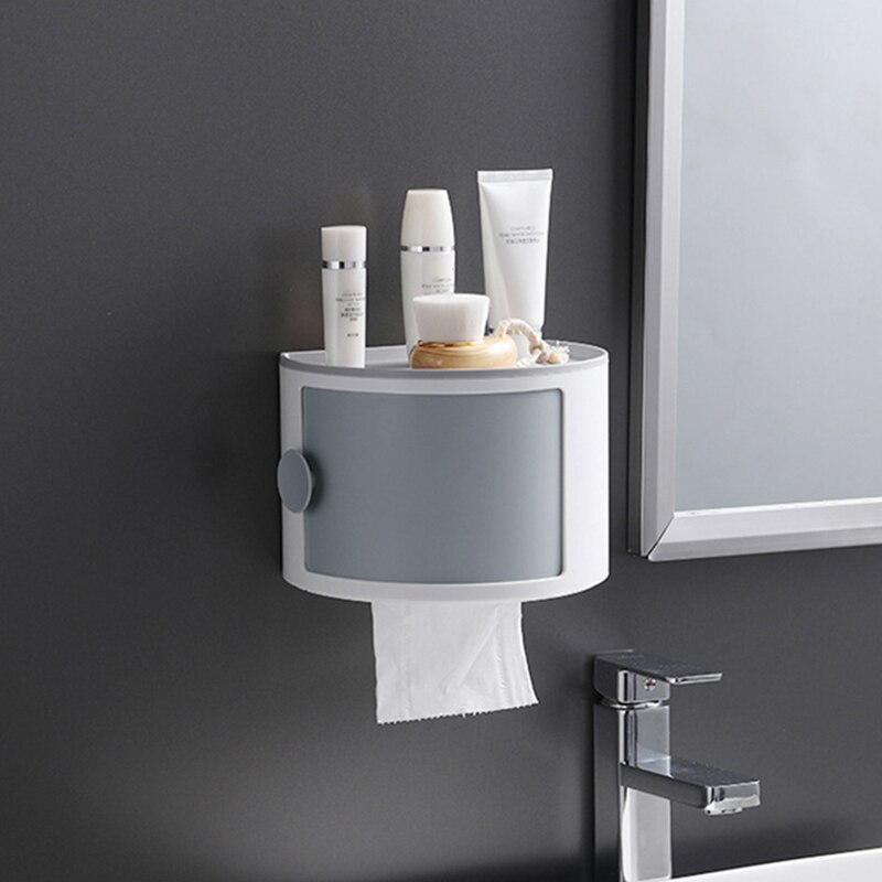 Toilet Tissue Box Plastic Superimposed To Use Desktop Skin Care Products Facial Masque Makeup Table Finishing Organizer Box: Gray
