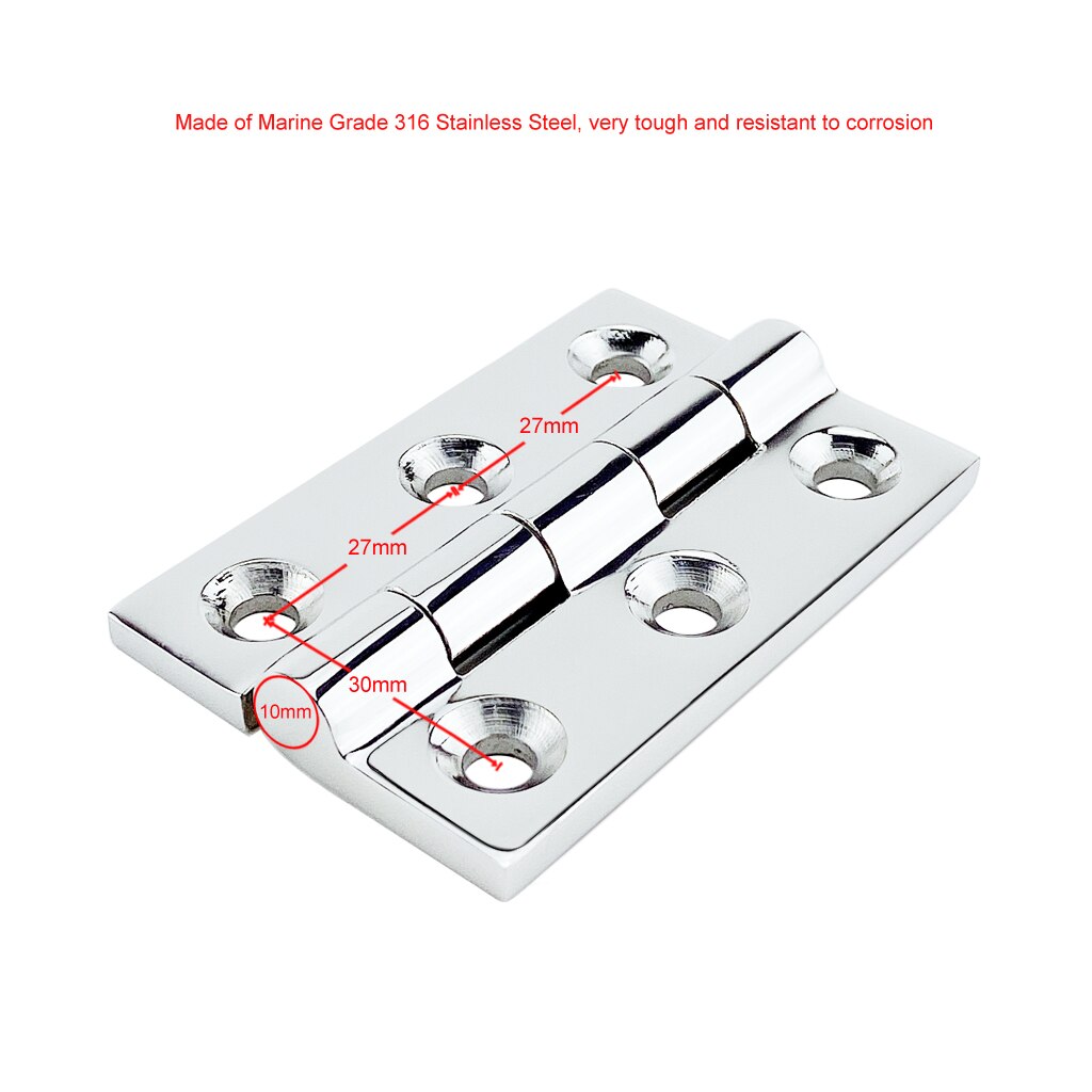 Stainless Steel 316 50*75mm cast Boat Caravan RV Deck Hinge Cupboard Cabinet Drawer Door Strap Butt Hinge Furniture Hardware