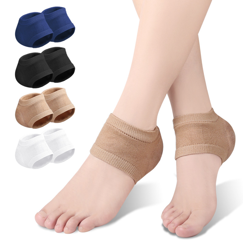 Protector de talón de silicona de Gel, almohadillas para el talón, copas para el talón, soporte para fascitis Plantar, cuidado de los pies, cojín de reparación de la piel, calcetines de medio yarda