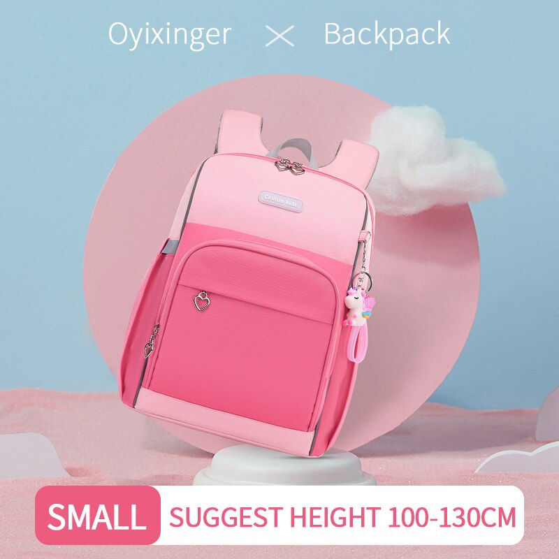 OYIXINGER Nylon Rucksack Atmungs Schul Für Primäbetreffend Studenten freundlicher Wasserdichte Junge Für Teenager Mädchen Patchwork Rucksack: klein Rosa