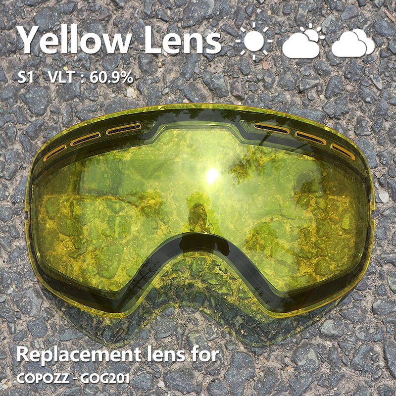 Sunny Cloudy Lens for ski goggles GOG-201 anti-fog UV400 large spherical ski glasses snow goggles eyewear lenses(Only Lens)