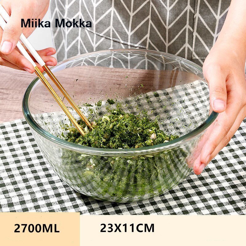 Cuencos de mezcla transparentes, Bol para almacenar recipiente para alimentos de cocina, ensaladas, cuencos para huevos, tazón de cocina de alta capacidad: F  2700ML