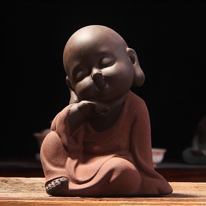 Chinese Kung Fu Tea Set Yixing Tea Pet Desktop Decoration Lovely Buddha Little Monk Sand Tea Pet Purple Tea Accessory S
