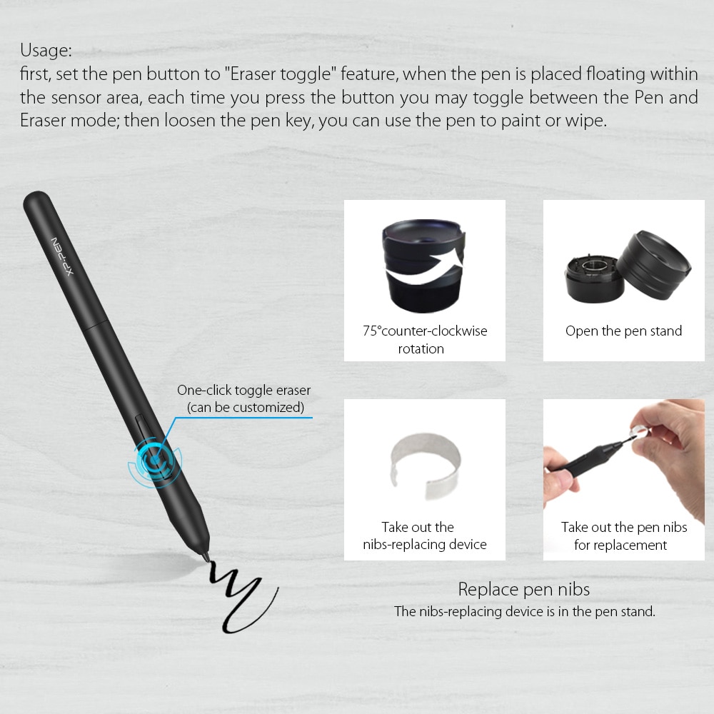 XP-Pen PN01 Battery-free Digital Grip Pen for XP-Pen Star series Star03 G640 G540 G430S Star06 UGEE M708