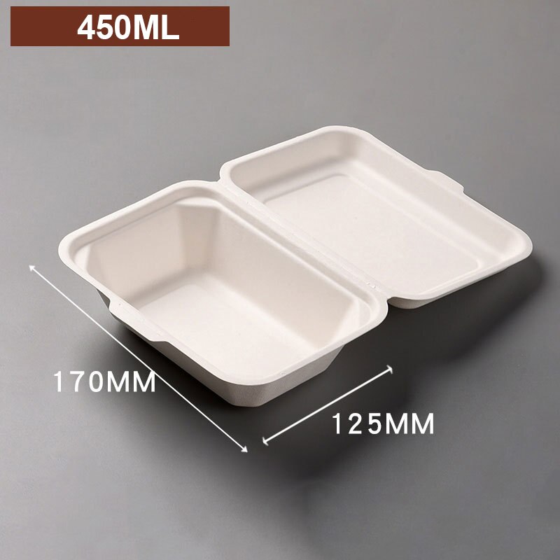 20/50Pcs Disposable Food Containers for Restaurants Microwavable Biodegradable Natural Bagasse Take Away Food Box Packaging: 450ML / 50pcs