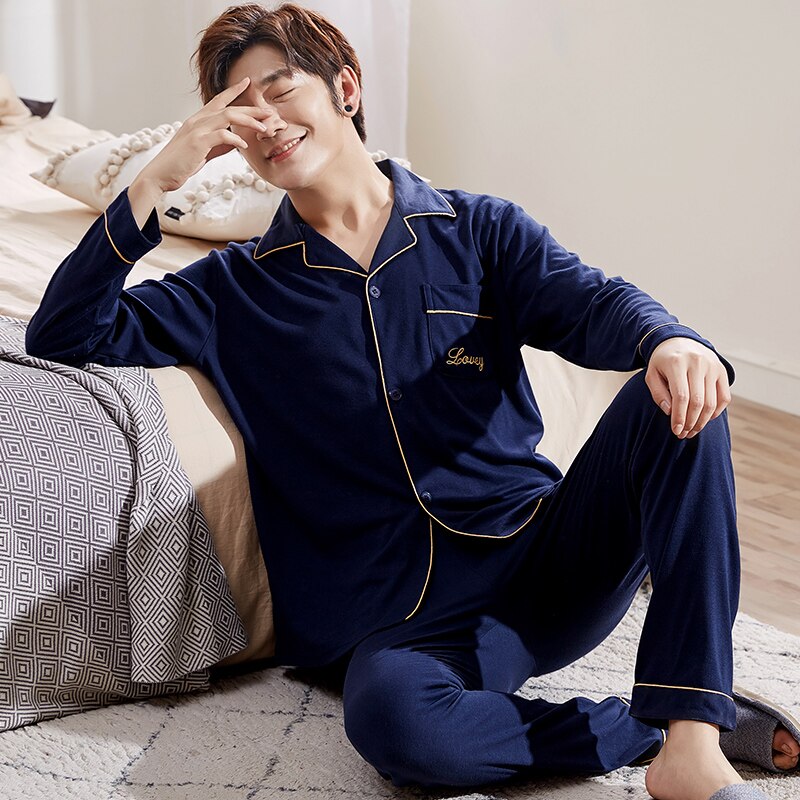 de algodón cálido invierno de los hombres pijamas de manga larga de hombre ropa de dormir de lana de Coral Nightsuits 3XL Set de ropa de casa