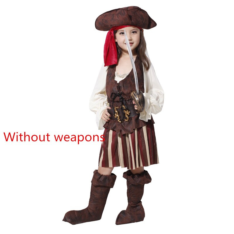 Halloween Luxus Pirate kostüme mädchen Kinder Kinder party cosplay kostüm für kinder kinder kleidung vollen satz Kopfschmuck kleid: girl pirate 3 / L