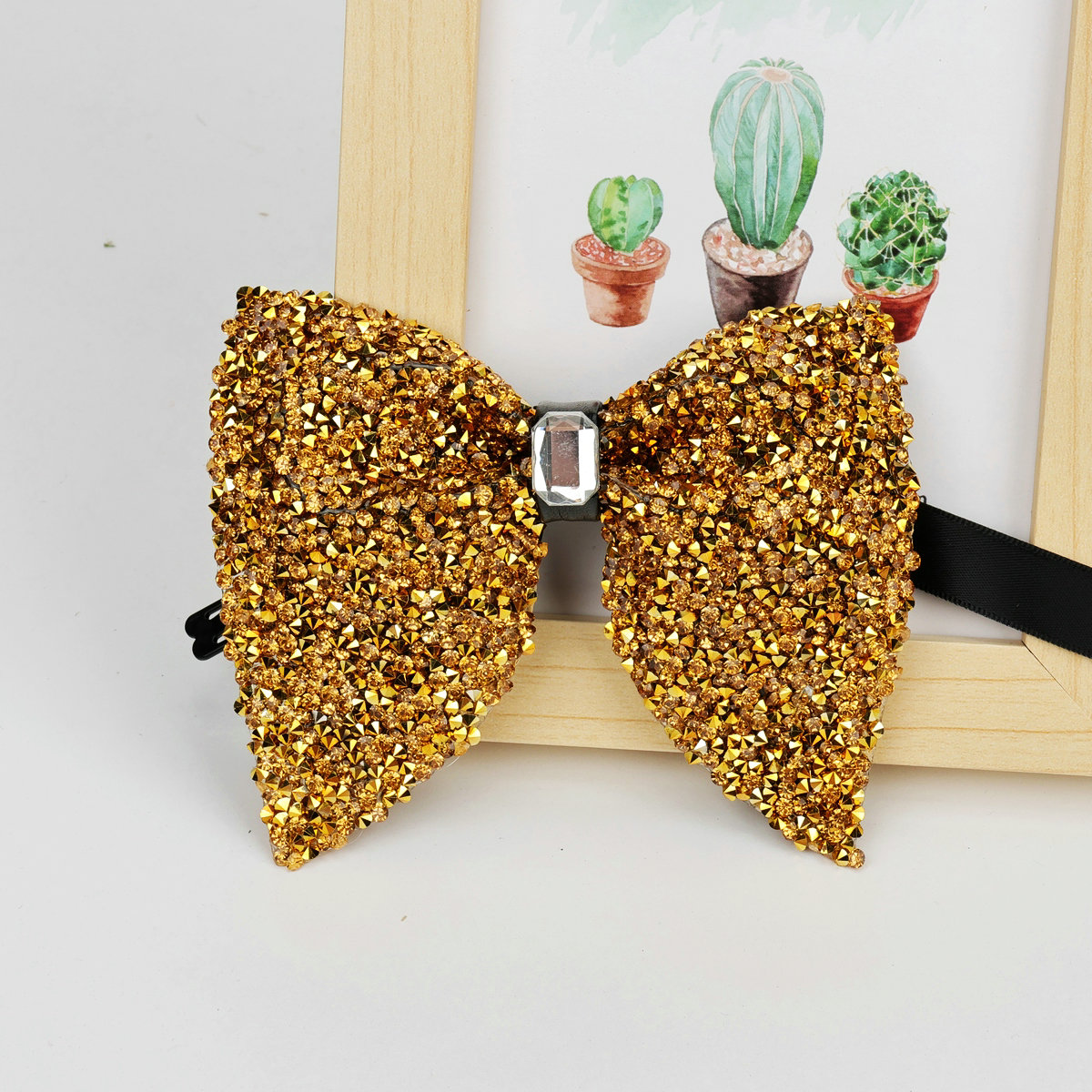 Nueva de lujo, pajarita grande con diamantes de imitación, pajarita grande negra dorada brillante para hombres, corbatas para de boda y negocios, accesorios de: Gris oscuro