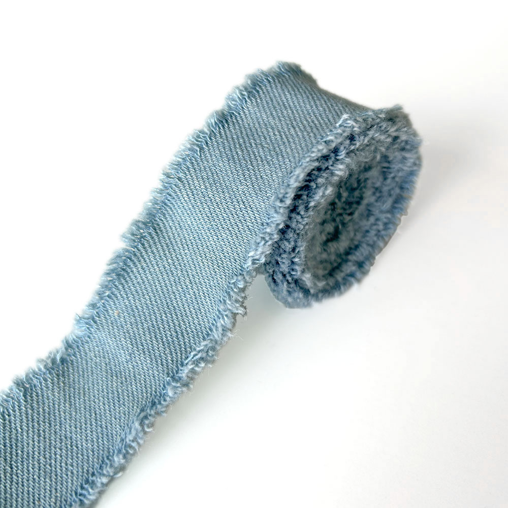 Denim lint jeans doek stof handgemaakte franje zijden linten voor doe-het-zelf naaien ambachten haarspeld strikken kleding blauwe cowboy decoratie: LIGHT BLUE