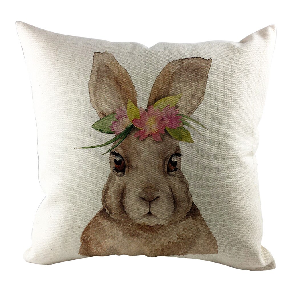 1 Stuks Easter Bunny Print Kussensloop Woonkamer Sofa Decoratie Kussen Wasbare Bibliotheek Cafe Vierkante Kussensloop