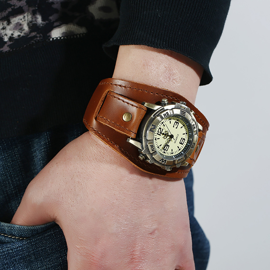 Herren-Punk-retro-Armbanduhr, schlicht, modisch, mit Dornschließe, Lederuhr, Herren-Armbanduhr, часы Petro), Erkek Kol Saati 2023,
