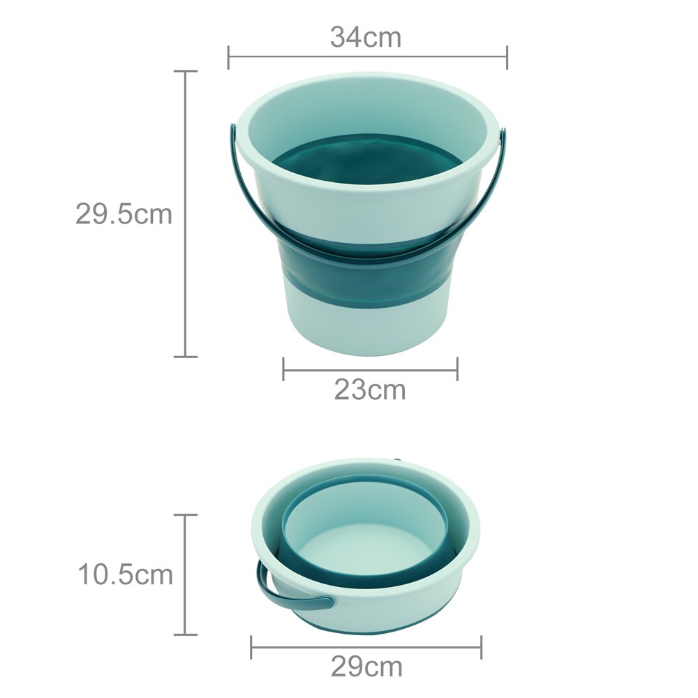 4.6L/10L/16.8L Collapsible Bucket Portable Folding Bucket PP TPE Car Washing Bucket Children Outdoor Fishing Travel Home Storage: Green  L 16.8L