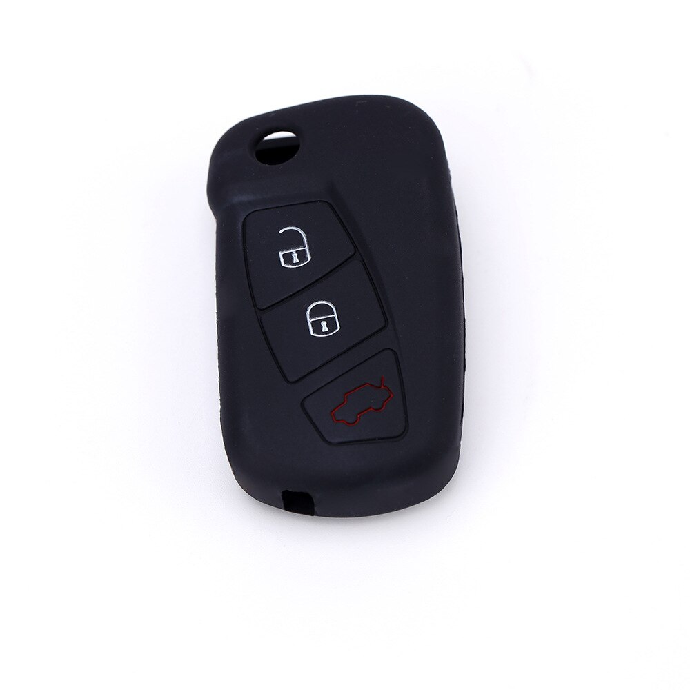 3 Buttons Silicone Car Key Case for Ford KA MK2 Aftermarket Folding Keychain Holder Remote Control Fob Protector Cover: black