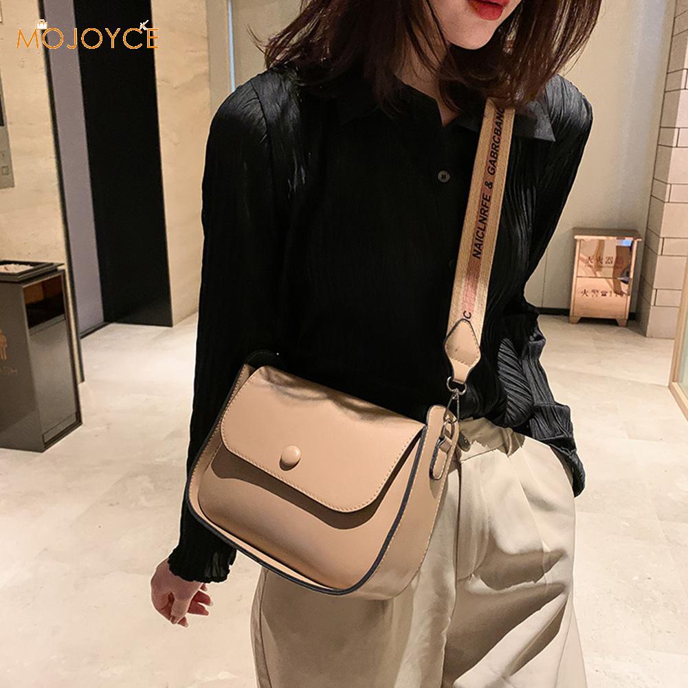 Frauen fest Farbe Schulter Tasche lässig weit Bote Handtaschen weiblich retro klein PU Leder Crossbody Taschen