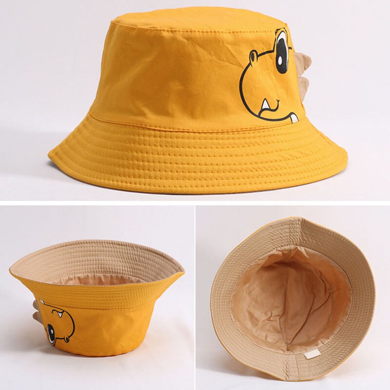 Chapeau de pêcheur avec imprimé de dinosaure pour enfant de 2 à 4 ans, casquette de plage, de plein air, de printemps et d'été: style 2 yellow