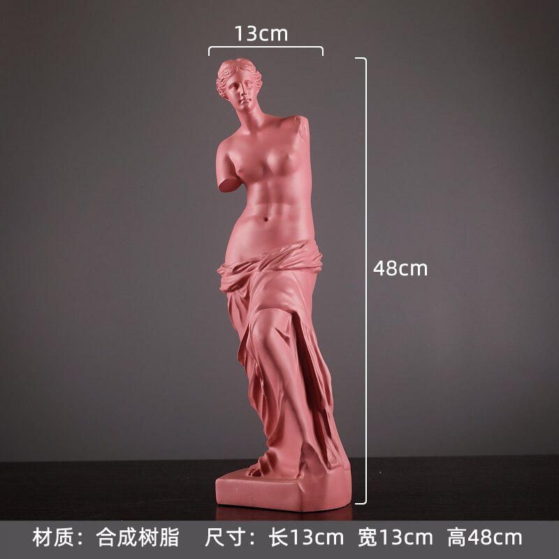 Statue de tête de personnage en plâtre, décoration douce pour maison, modèle de chambre, ornement de bureau à la: Venus Red 48cm High