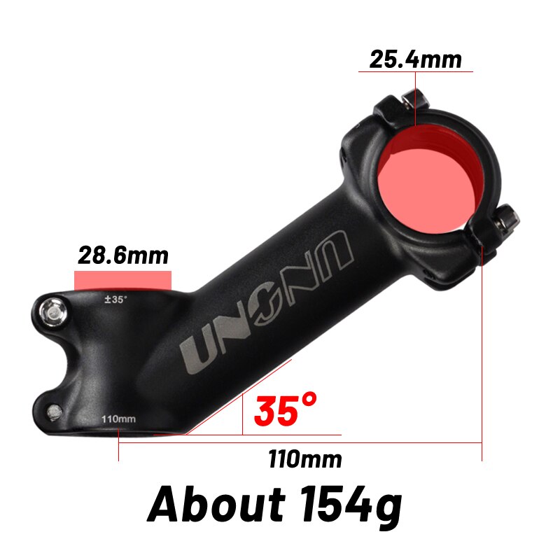 UNO MTB Vorbauten Fahrrad Vorbau Mtb Rennrad Vorbau 25.4/31,8mm Ultraleichte Vorbau 35 Grad 70 90 110mm Lenker Stamm matt Schwarz: 25.4x110mm