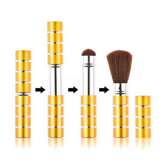 1 ud. Brocha retráctil de aluminio para colorete en forma de cúpula base de maquillaje para el rostro cepillos de maquillaje cosméticos herramientas