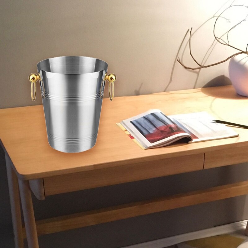 Stainless Steel Wine Ice Bucket Chiller Golden Wine Bottle Cooler Champagne Beer Chiller Ice Barrel Silver Gold Whiskey Rack wit