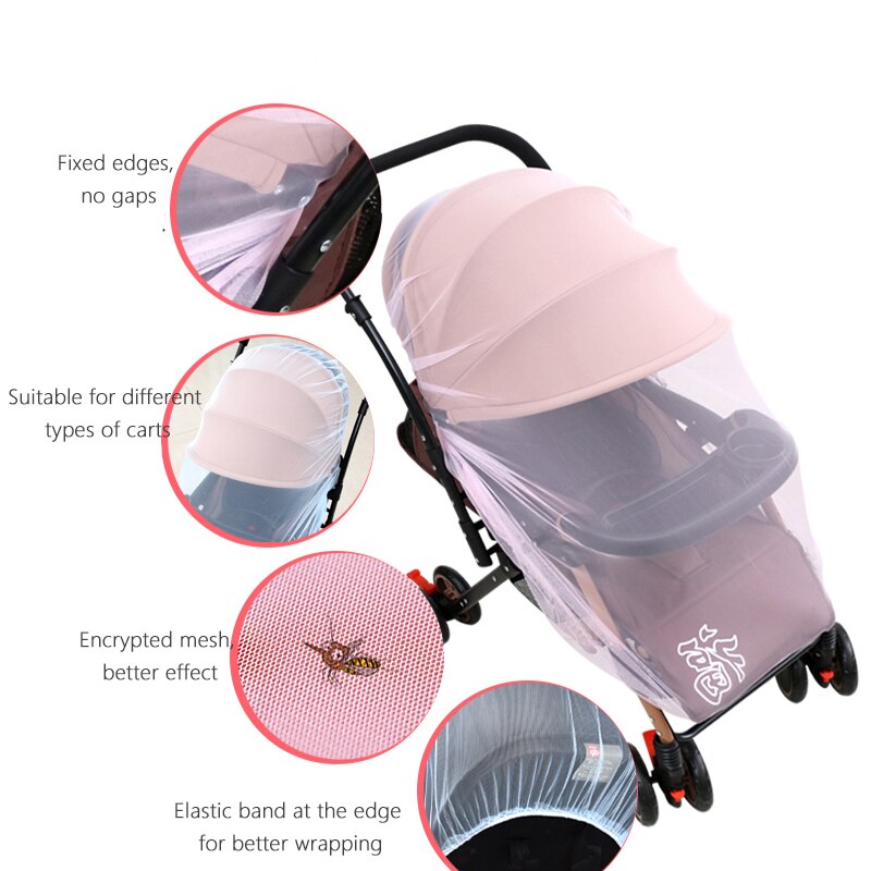 Zuigelingen Kinderwagen Mosquito Insect Net Accessoire Voor Wandelwagen Safe Mesh Buggy Wieg Winkelwagen Klamboe Kinderwagen Volledige Cover